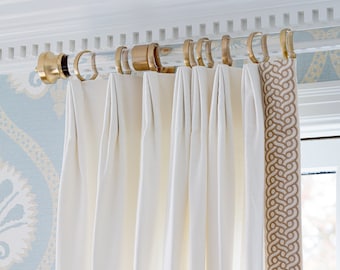 Luxholdups Clear Lucite and Hand Cast Brass Curtain Rod, 1.37" Round Lucite Drapery Rod, Optional Brass Hardware Finials, End Caps, Rings