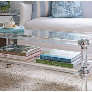 Unique Coffee Table by LuxHoldups, Custom Lucite Coffee Table w/ Shelf and Storage, Modern Lucite Coffee Table, Clear Lucite Furniture