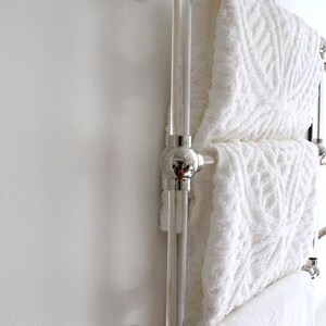Lucite Bathroom Towel Rack, Polished Brass or Nickel, Modern Wall Mounted Storage image 4