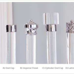 Finials for Lucite Lucite Round Curtain Rods, Custom Decorative Drapery Brass Hardware End Cap in Polished or Satin Nickel Nickel Finishes