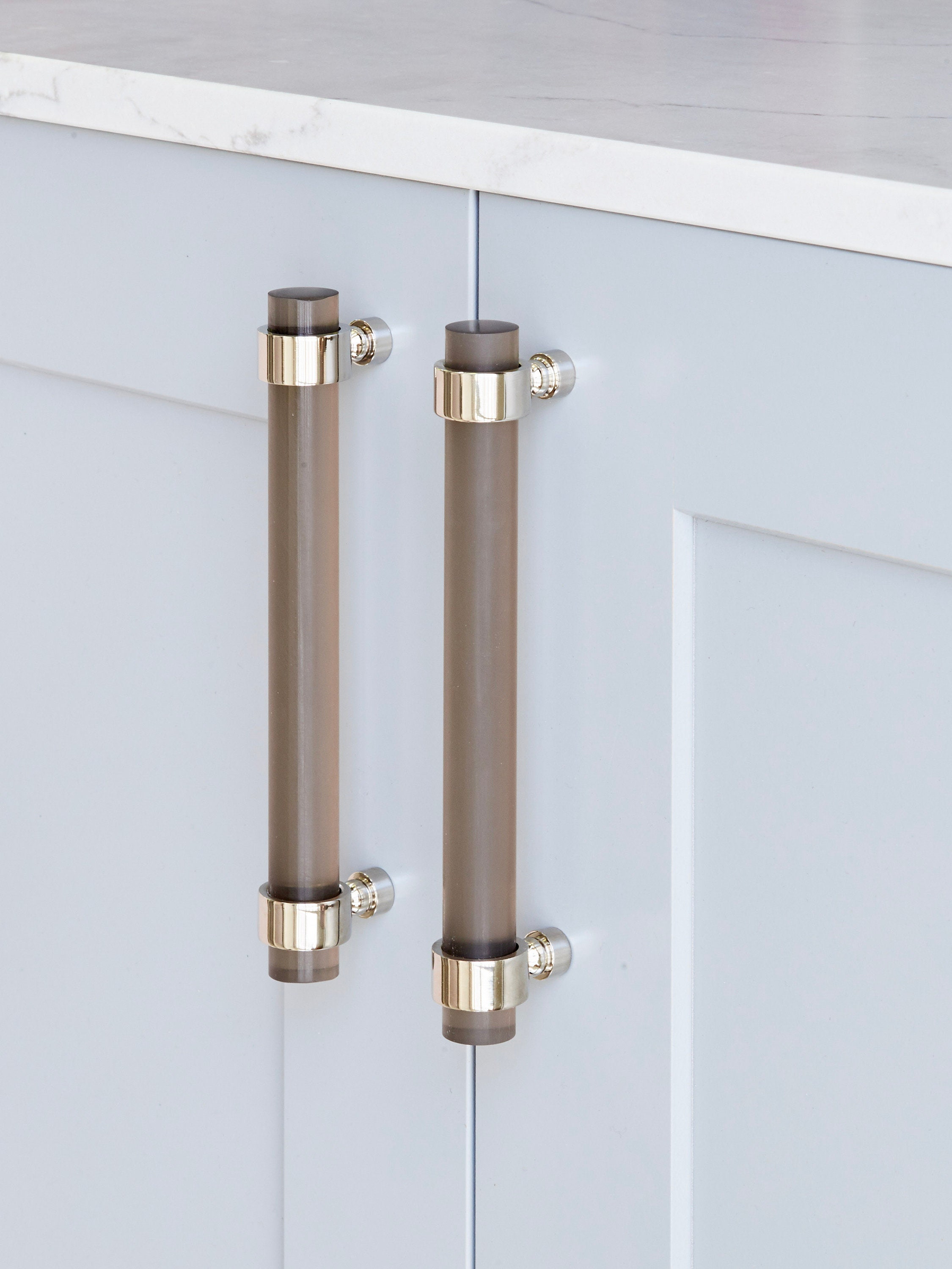 Lucite Drawer Pulls Matte Smoke Straight Edge 3/4 DIA Etsy