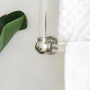 Lucite Bathroom Towel Rack, Polished Brass or Nickel, Modern Wall Mounted Storage image 6