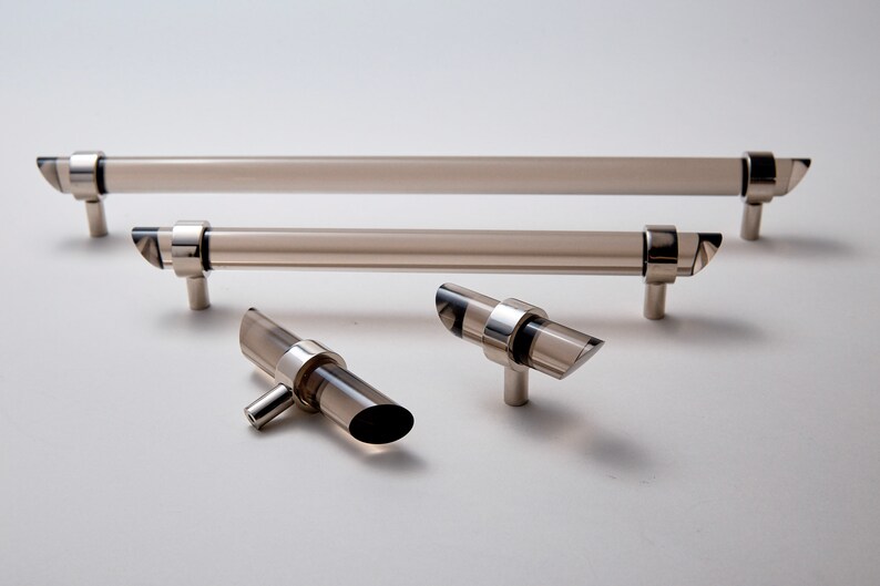 Smoke Lucite Drawer Pull Handle Pull Tapered Etsy