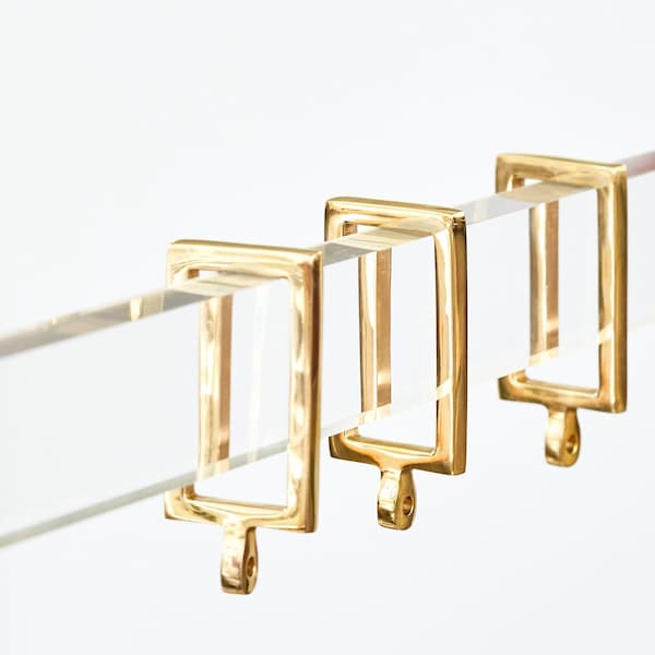 Brass Rectangular Curtain Rings for Lucite Rod