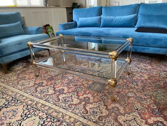 Lucite coffee 2024 table with shelf