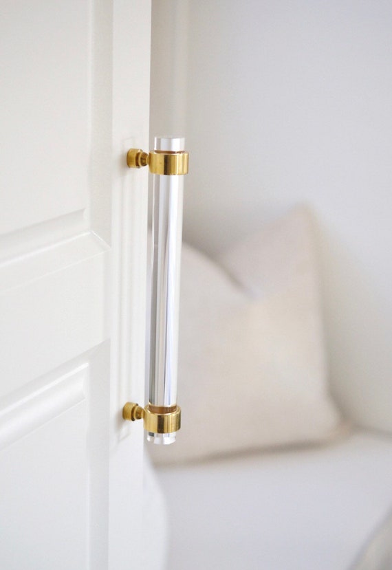 Lucite Drawer Pulls Crown Post 3 4 Dia Polished Brass Or Etsy