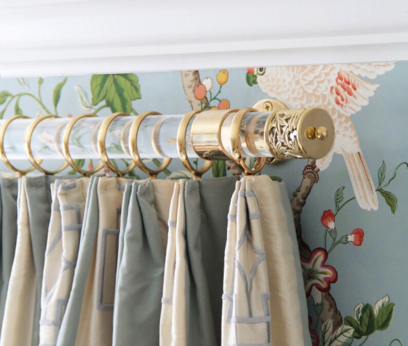 Custom Lucite Curtain Rod with Brackets and Lattice Finials Etsy