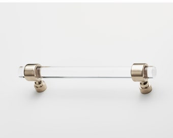 Luxholdups Cabinet Pulls Lucite w/ Nickel or Chrome Finishes, 1/2” Lucite Drawer Handles, Mid Century Modern Nickel Hardware Knobs Toggle