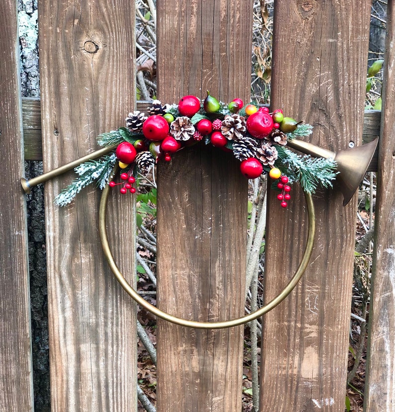 Vintage Brass Horn Decor/ Bugle Horn With Festive Holiday Etsy