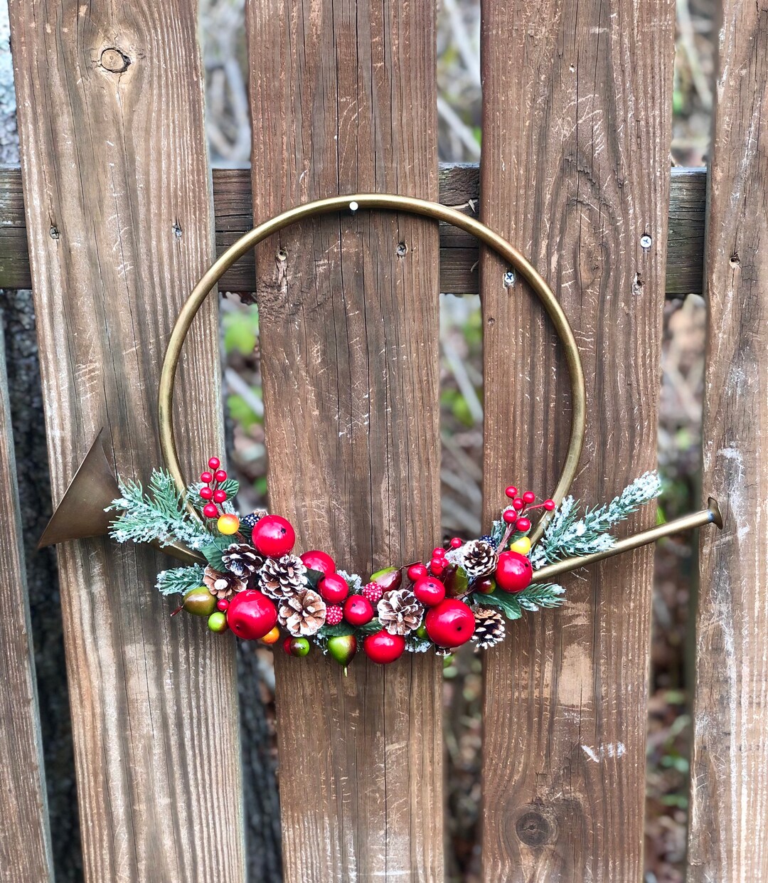 Vintage Brass Horn Decor/ Bugle Horn With Festive Holiday Etsy