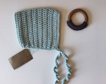 The Augie Bonnet // Glacier // Size 3-6 Months // Ready to Ship