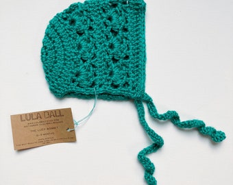 The Lucy Bonnet // Emerald // Size 0-3 Months // Ready to Ship