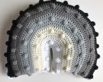 Boho Rainbow Pillow // Monochrome. Ready to ship. Rainbow baby. Rainbow decoration. Baby photography prop. Rainbow theme. Rainbow bedroom.