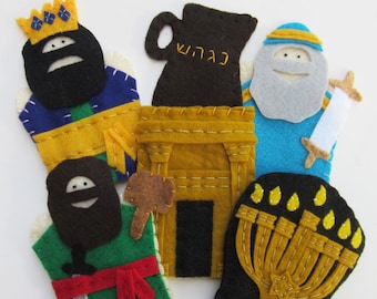 Hanukkah Finger Puppets Set of 6 Children's Felt Puppets Judah Maccabee Story Chanukkah