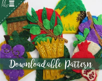 The Biblical Feast of First Fruit Pattern Bikkurim Finger Puppets Set of Seven