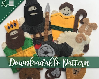 David and Goliath Children's Felt Finger Puppet Pattern Biblical Bible Story