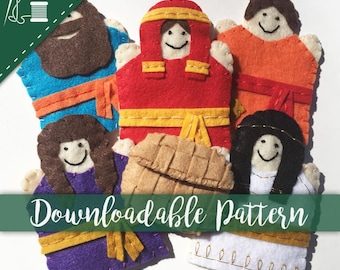 Baby Moses Puppet Pattern Children's Felt Finger Puppets Biblical Bible Story