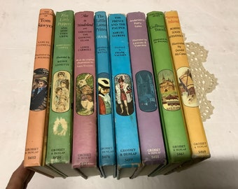 Alice in Wonderland Tom Sawyer Five Little Peppers Gulliver's Travels Prince Pauper Treasure Anderson Fairy Tales Vintage Book kids Lot 34