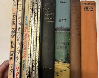 Kids classic children’s stories Antique vintage Books dr Seuss East River Four Wagons West Under a Lucky Star Doomsday