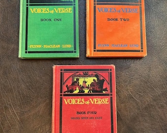 Set of three vintage antique children’s poetry verse story books kids picture books decor nursery