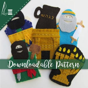 Hanukkah Finger Puppets Pattern Set of 6 Children's Felt Puppets Judah Maccabee story Puppets Chanukkah
