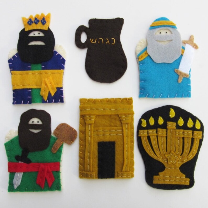 Hanukkah Finger Puppets Set of 6 Children/'s Felt Puppets Judah Maccabee Story Chanukkah