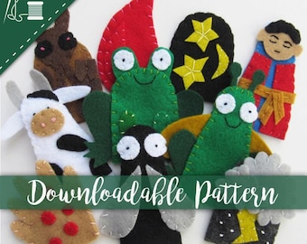 10 Plagues Finger Puppets for Passover Felt Pattern Children's Felt Puppets Biblical Bible Story Puppets