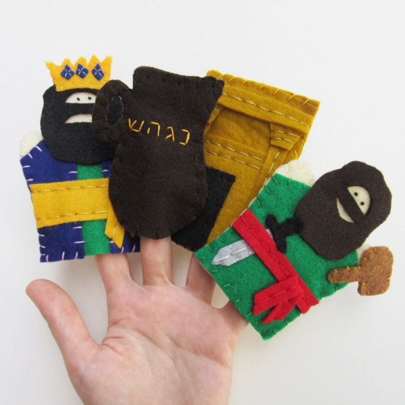 Hanukkah Finger Puppets Set of 6 Children/'s Felt Puppets Judah Maccabee Story Chanukkah