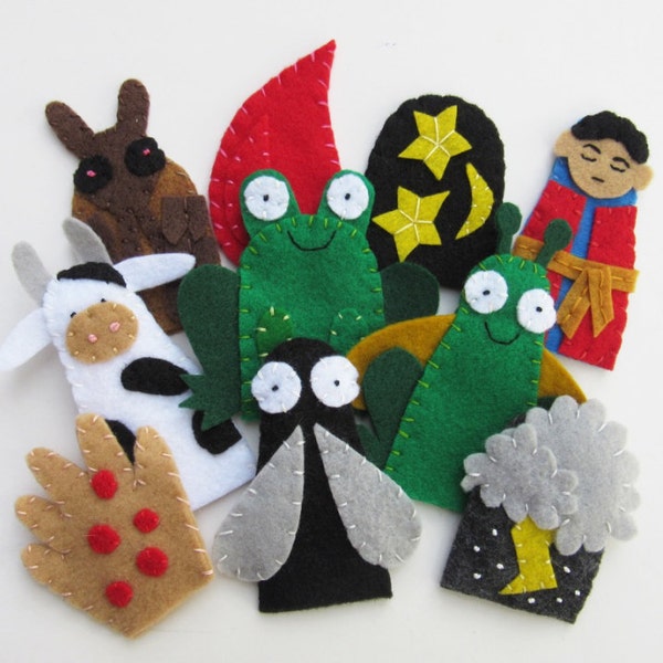 10 Plagues Finger Puppets for Passover Set of Children's Felt Puppets Biblical Bible Story Puppets