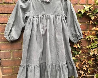 Sweet little girl dress toddler 2-3 year old the simple folk style ruffled photo shoot blue green