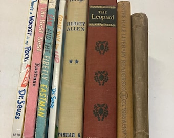 Antique school speller reader golden books Bedford village homeschool western classics Peter Rabbit lot Vintage Antique Books