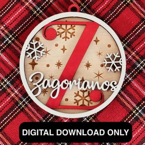 Décoration de Noël personnalisée flocon de neige SVG | Ornement de nom de famille personnalisé SVG | Cadeau de Noël unique SVG souvenir | Téléchargement numérique