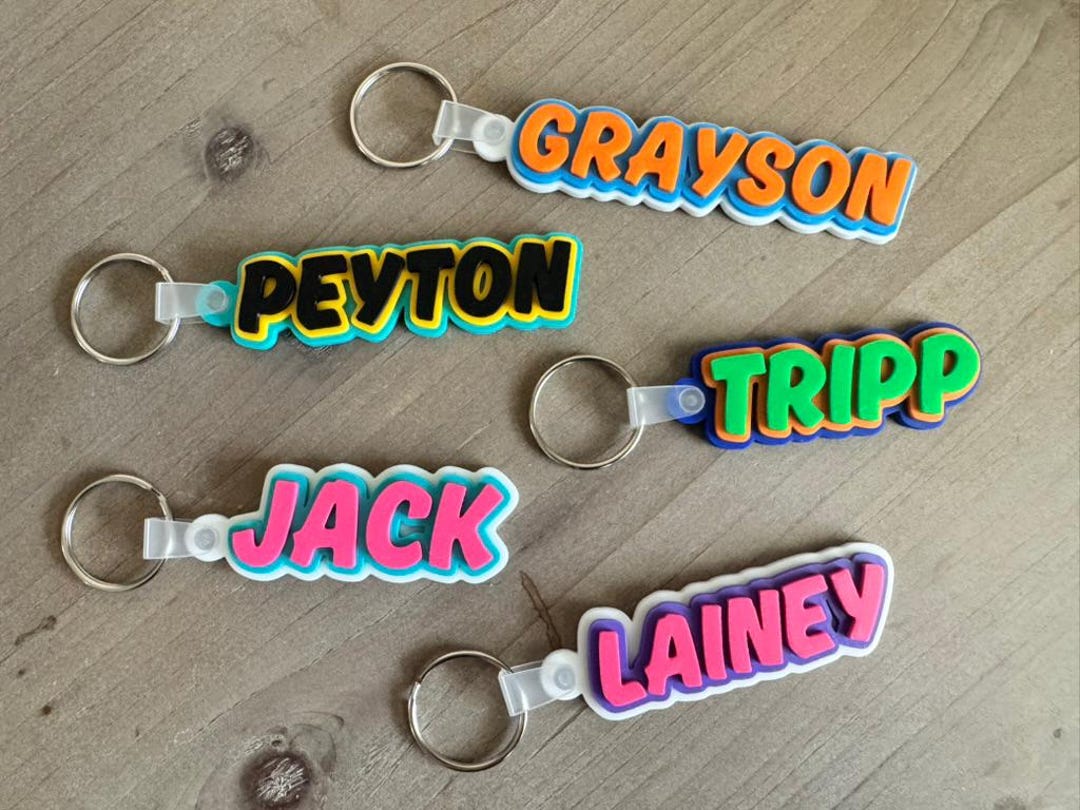 Personalized 3D Printed Name Keychain – Custom Key Ring, Backpack Tag ...