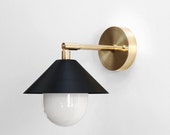Modern Wall Lamp - Modern Sconce - Modern Wall Light - Brass Sconce - Modern Brass Lamp - Bedside Reading Lamp - quot UFO quot