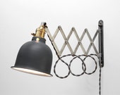 Scissor Lamp Articulating Adjustable Brass Swing Sconce - Industrial Wall Mount Extension Bedside Reading Light -Style X1