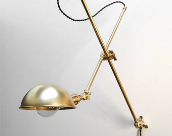 Wall Lamp - Adjustable Lamp - Bedside Lamp -  Extension Lamp - Boom Lamp - Articulating Lamp - Sconce - Industrial Brass Scissor Lamp Light