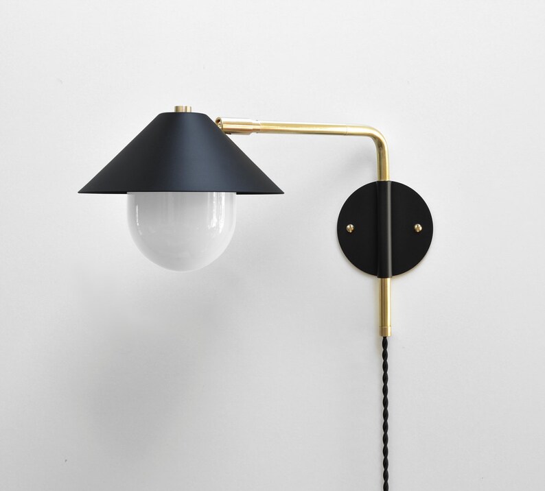 Modern Brass Swing Arm Sconce 12 16 Or 20 Inch Extension Adjustable Lamp Bedside Lamp Wall Light The Ufo 180