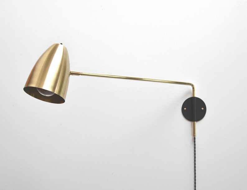 Modern Brass Swing Arm Sconce 15 21 27 Or 33 Inch Extension Adjustable Lamp Bedside Lamp Wall Light The Eprouve