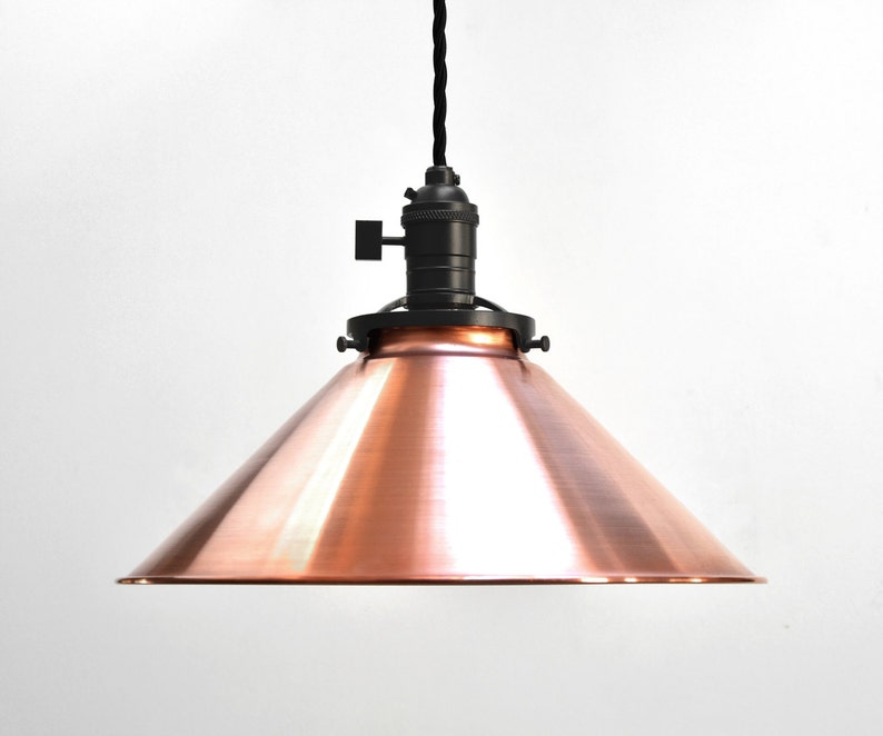 Cone Pendant Light Copper Modern Industrial Edison Swag Lamp Spun Shade