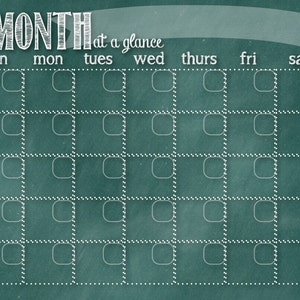 Chalkboard Calendar - Blue - INSTANT DOWNLOAD