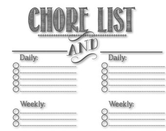 Chalkboard Chore Chart - INSTANT DOWNLOAD