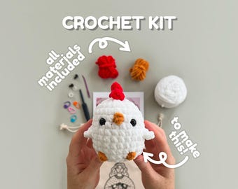 Chicken Crochet Kit: Beginner Amigurumi DIY Craft (No Sew)