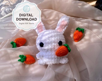 Easy Bunny crochet pattern | Low sew cute and quick amigurumi bunny | Beginner friendly chunky rabbit DIY easter project