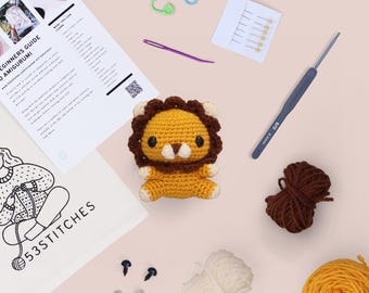 Lion Crochet Kit for Beginners: DIY Amigurumi Craft with Video Tutorials