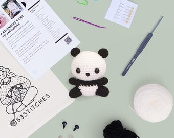 Panda Crochet Kit for Beginners: DIY Amigurumi Craft with Video Tutorials