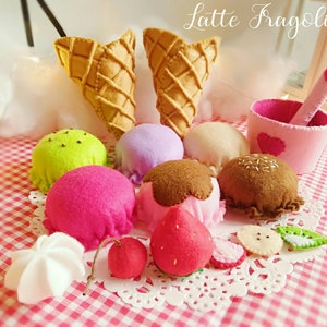 Ice cream set felt toys (medium) - Felt food toys for children