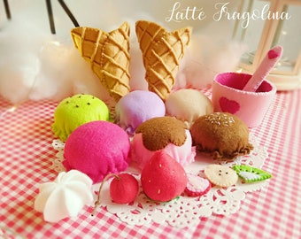 Ice cream set felt toys (medium) - Felt food toys for children