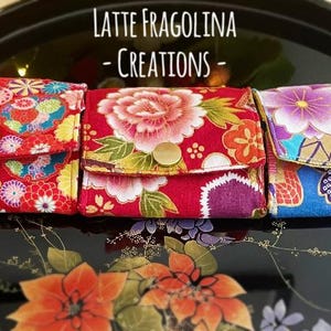Monedero pequeño de tela, billetera de tela, estilo Japón, billetera de tela japonesa, kimono, estilo wafuu, billetera abierta ancha