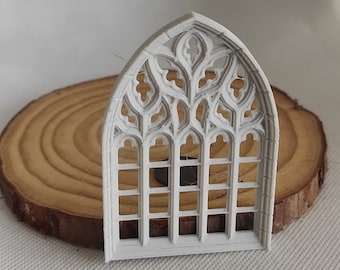 Window GOTHIC stained glass Miniature. Diorama, Dollhouse scale. Custom size and more models available. Personalized gift. Model VI