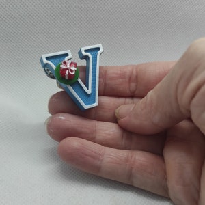 PIN Alphabet Letter Lapel Pin. Handmade painted, select your design, letter and size.  Token